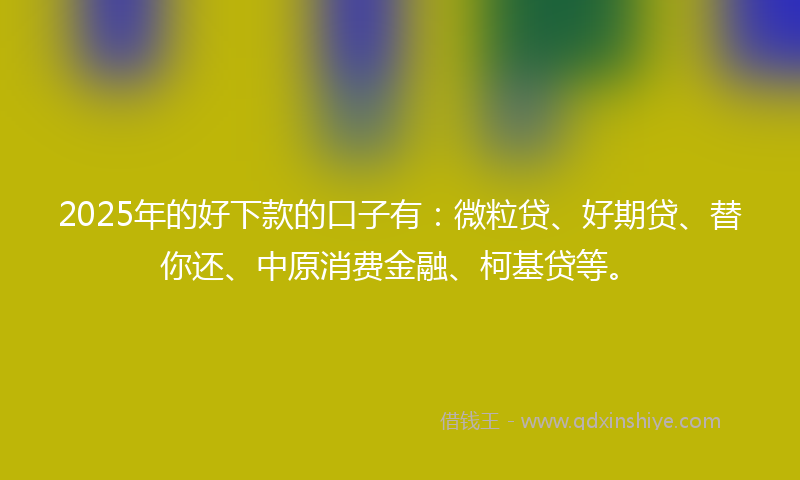 2025年的好下款的口子有：微粒贷、好期贷、替你还、中原消费金融、柯基贷等。