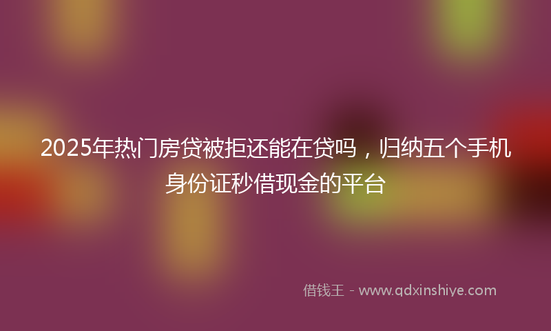 2025年热门房贷被拒还能在贷吗，归纳五个手机身份证秒借现金的平台
