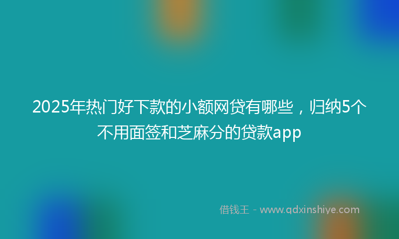 2025年热门好下款的小额网贷有哪些，归纳5个不用面签和芝麻分的贷款app