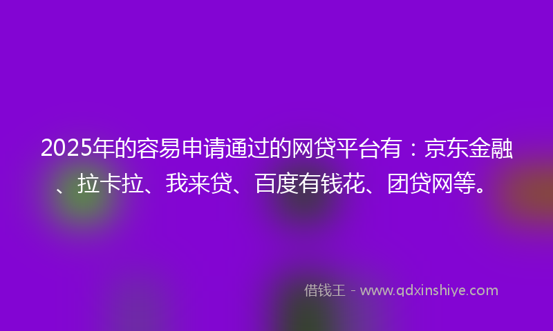 2025年的容易申请通过的网贷平台有：京东金融、拉卡拉、我来贷、百度有钱花、团贷网等。