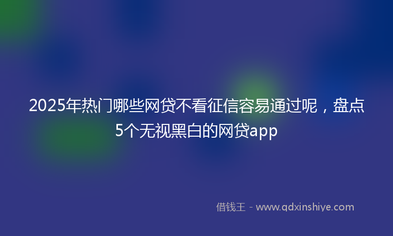 2025年热门哪些网贷不看征信容易通过呢，盘点5个无视黑白的网贷app