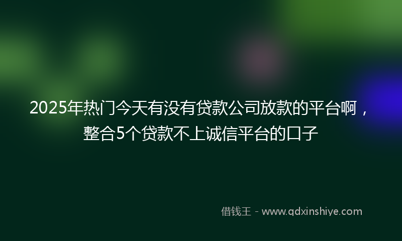 2025年热门今天有没有贷款公司放款的平台啊，整合5个贷款不上诚信平台的口子