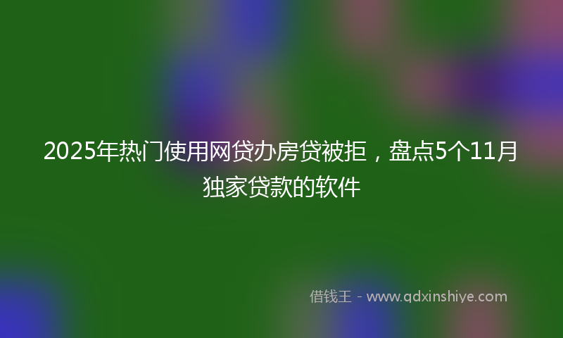 2025年热门使用网贷办房贷被拒，盘点5个11月独家贷款的软件