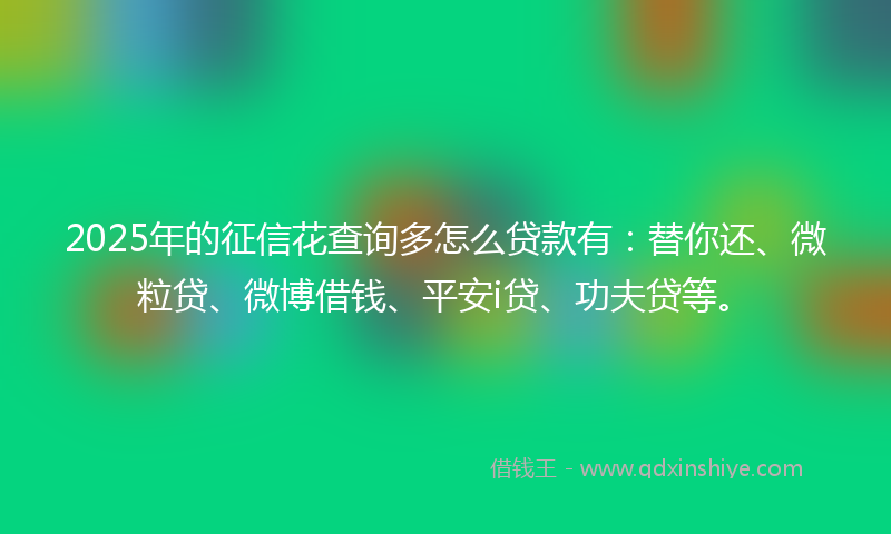 2025年的征信花查询多怎么贷款有：替你还、微粒贷、微博借钱、平安i贷、功夫贷等。