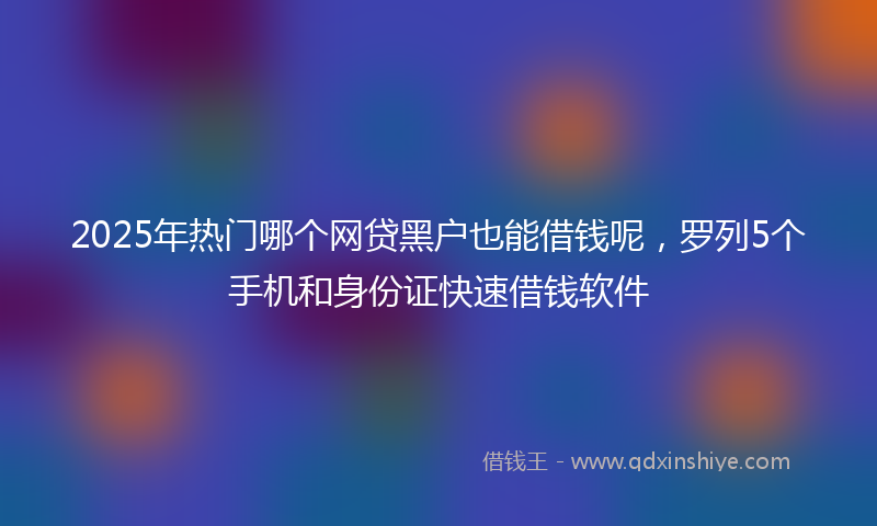 2025年热门哪个网贷黑户也能借钱呢，罗列5个手机和身份证快速借钱软件