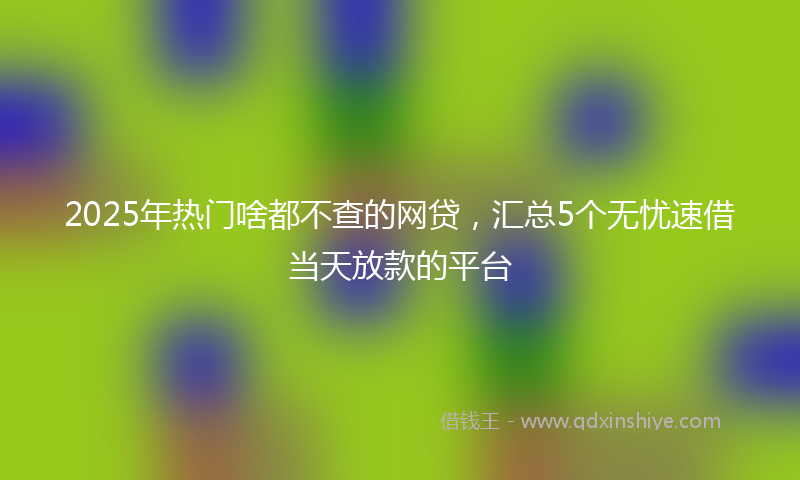 2025年热门啥都不查的网贷，汇总5个无忧速借当天放款的平台