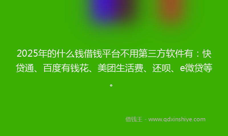 2025年的什么钱借钱平台不用第三方软件有：快贷通、百度有钱花、美团生活费、还呗、e微贷等。