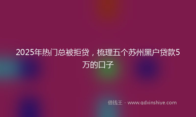 2025年热门总被拒贷，梳理五个苏州黑户贷款5万的口子