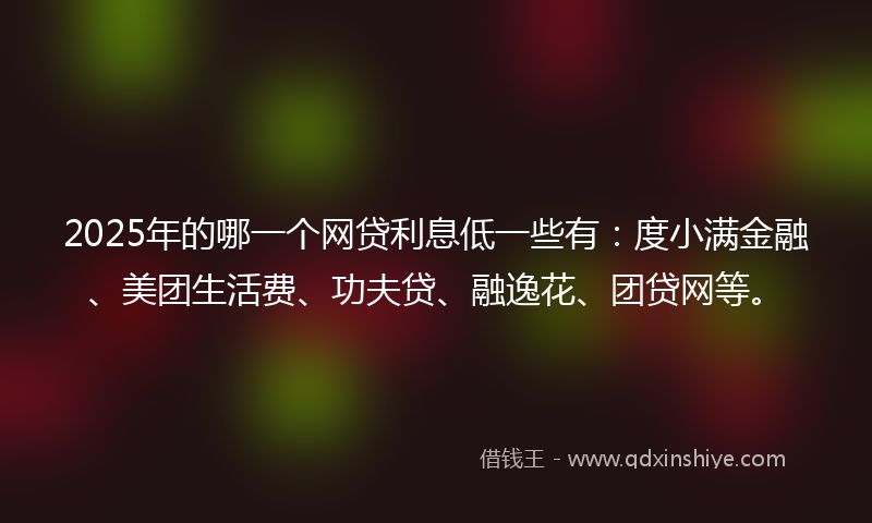 2025年的哪一个网贷利息低一些有：度小满金融、美团生活费、功夫贷、融逸花、团贷网等。