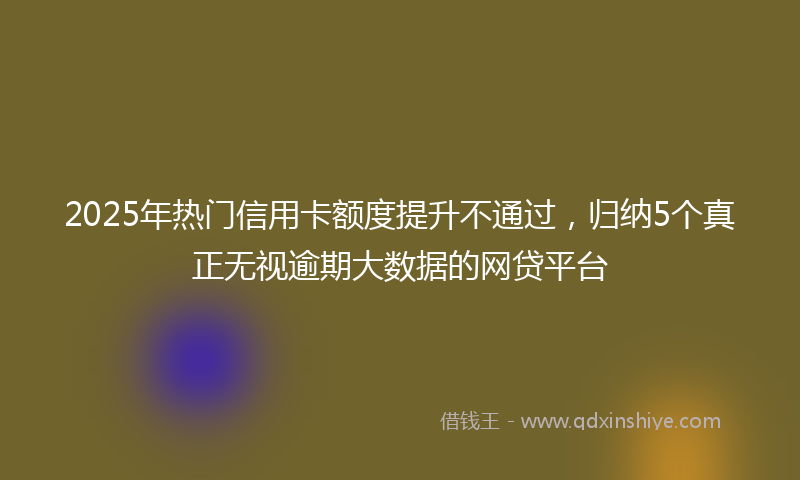 2025年热门信用卡额度提升不通过，归纳5个真正无视逾期大数据的网贷平台
