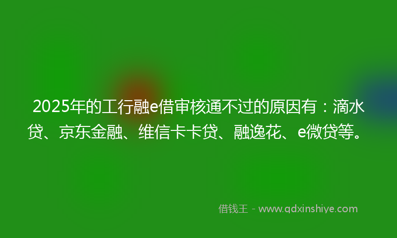 2025年的工行融e借审核通不过的原因有：滴水贷、京东金融、维信卡卡贷、融逸花、e微贷等。