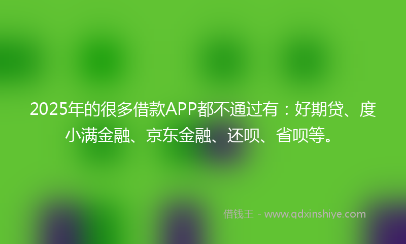 2025年的很多借款APP都不通过有：好期贷、度小满金融、京东金融、还呗、省呗等。