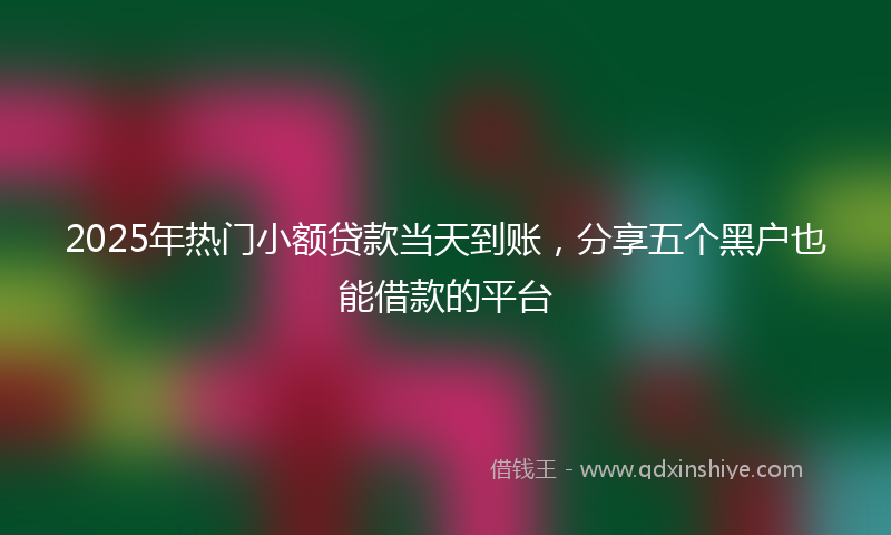 2025年热门小额贷款当天到账，分享五个黑户也能借款的平台