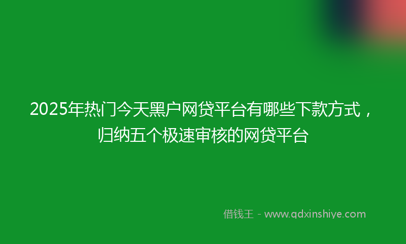 2025年热门今天黑户网贷平台有哪些下款方式，归纳五个极速审核的网贷平台