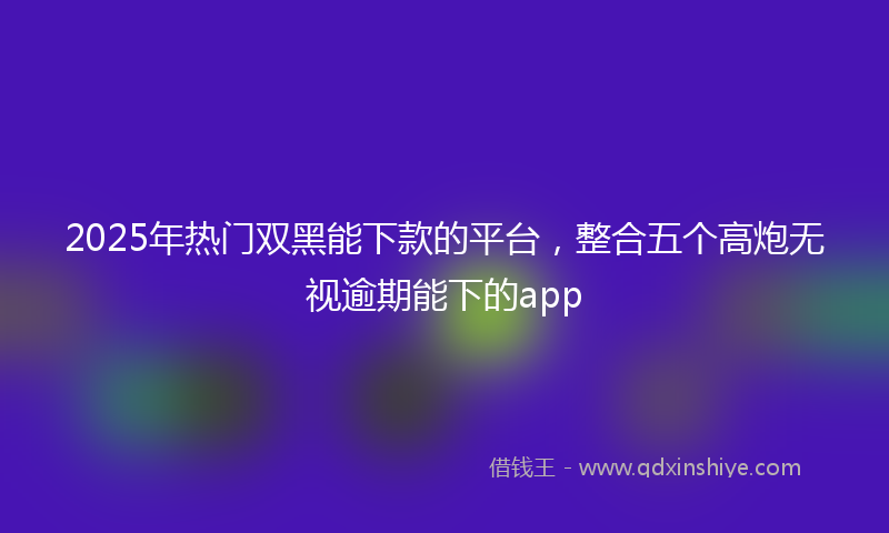 2025年热门双黑能下款的平台，整合五个高炮无视逾期能下的app