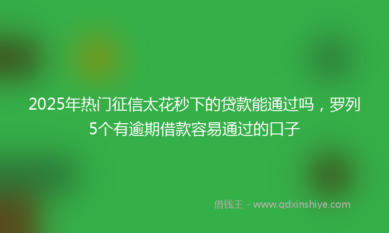 2025年热门征信太花秒下的贷款能通过吗，罗列5个有逾期借款容易通过的口子