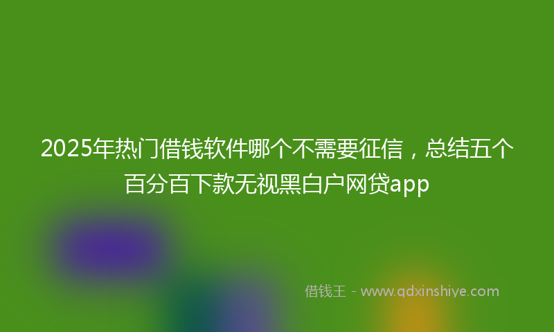 2025年热门借钱软件哪个不需要征信，总结五个百分百下款无视黑白户网贷app