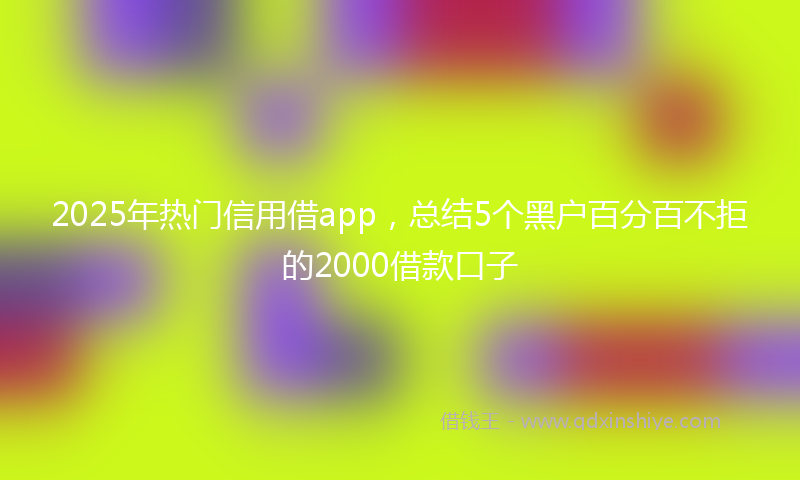 2025年热门信用借app，总结5个黑户百分百不拒的2000借款口子