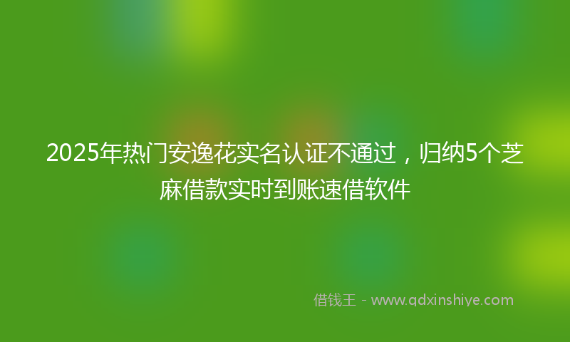 2025年热门安逸花实名认证不通过，归纳5个芝麻借款实时到账速借软件