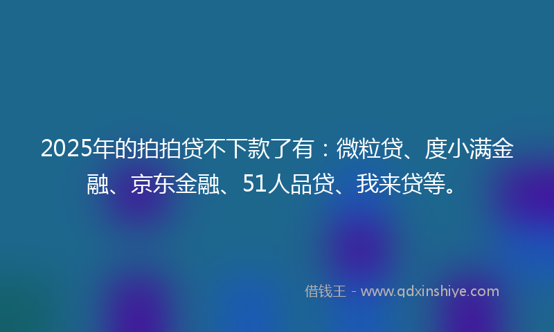 2025年的拍拍贷不下款了有：微粒贷、度小满金融、京东金融、51人品贷、我来贷等。