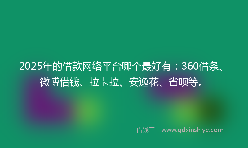2025年的借款网络平台哪个最好有：360借条、微博借钱、拉卡拉、安逸花、省呗等。