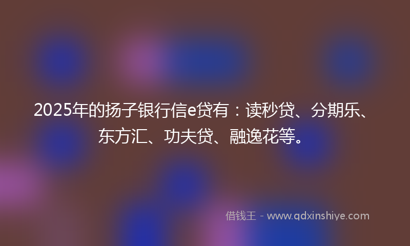 2025年的扬子银行信e贷有：读秒贷、分期乐、东方汇、功夫贷、融逸花等。