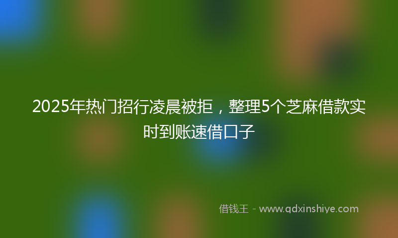 2025年热门招行凌晨被拒，整理5个芝麻借款实时到账速借口子