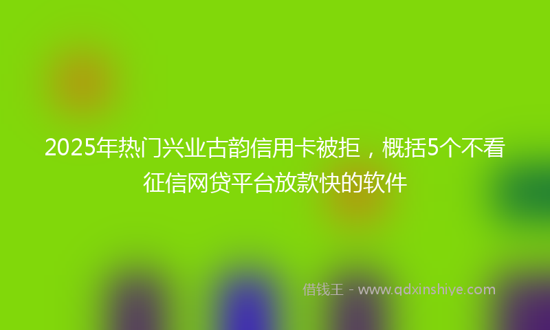 2025年热门兴业古韵信用卡被拒，概括5个不看征信网贷平台放款快的软件