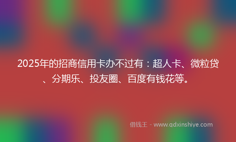 2025年的招商信用卡办不过有：超人卡、微粒贷、分期乐、投友圈、百度有钱花等。
