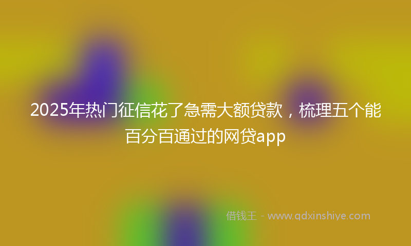 2025年热门征信花了急需大额贷款，梳理五个能百分百通过的网贷app