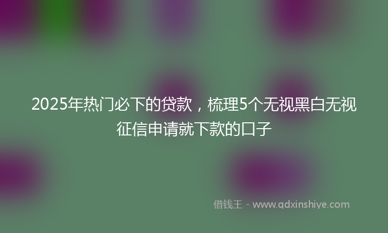 2025年热门必下的贷款，梳理5个无视黑白无视征信申请就下款的口子