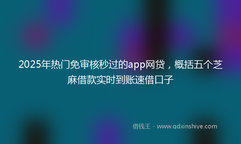 2025年热门免审核秒过的app网贷，概括五个芝麻借款实时到账速借口子