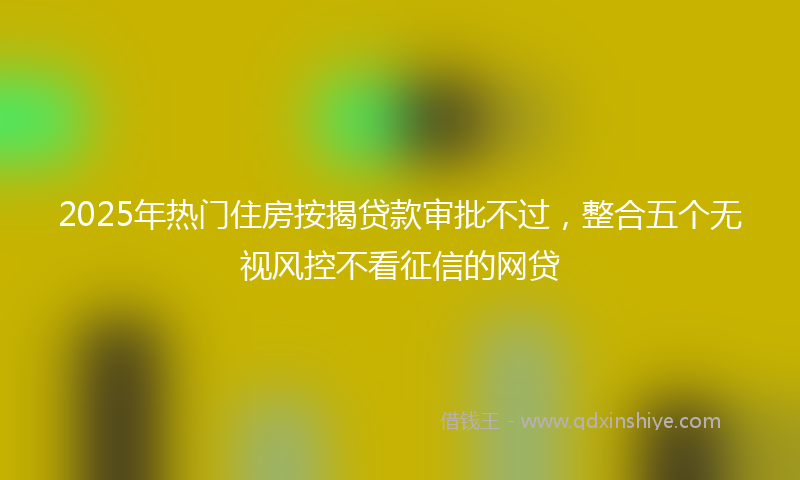 2025年热门住房按揭贷款审批不过，整合五个无视风控不看征信的网贷