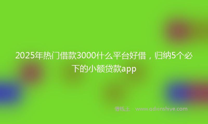 2025年热门借款3000什么平台好借，归纳5个必下的小额贷款app
