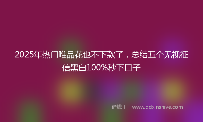 2025年热门唯品花也不下款了，总结五个无视征信黑白100%秒下口子