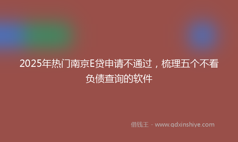 2025年热门南京E贷申请不通过，梳理五个不看负债查询的软件