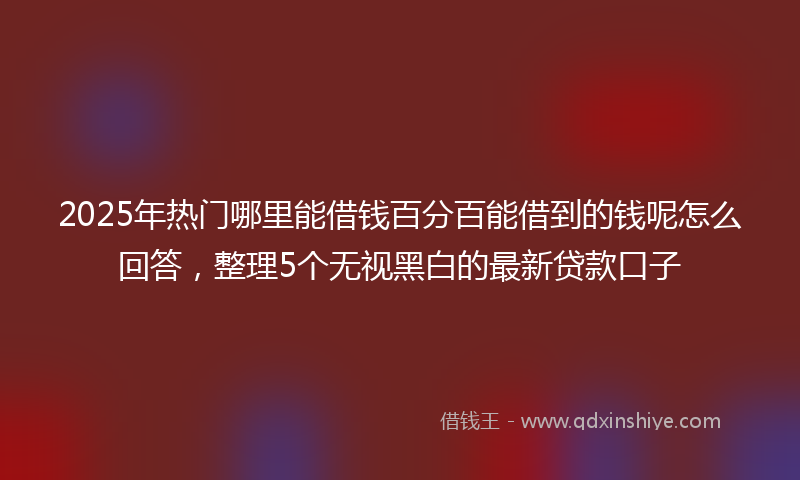 2025年热门哪里能借钱百分百能借到的钱呢怎么回答，整理5个无视黑白的最新贷款口子