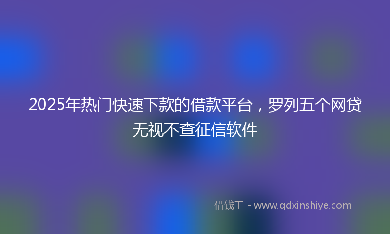 2025年热门快速下款的借款平台，罗列五个网贷无视不查征信软件