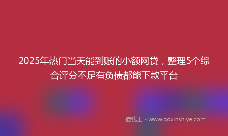 2025年热门当天能到账的小额网贷，整理5个综合评分不足有负债都能下款平台