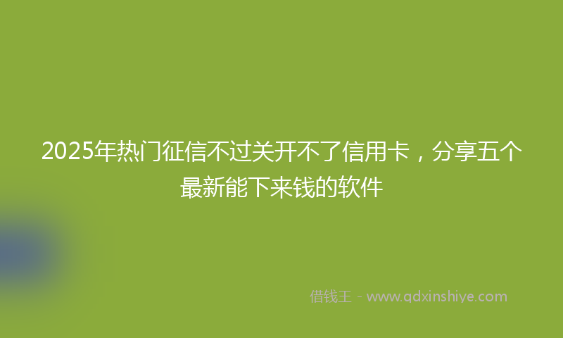 2025年热门征信不过关开不了信用卡，分享五个最新能下来钱的软件