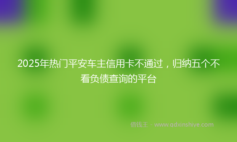 2025年热门平安车主信用卡不通过，归纳五个不看负债查询的平台