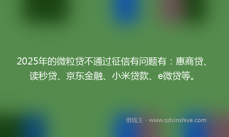 2025年的微粒贷不通过征信有问题有：惠商贷、读秒贷、京东金融、小米贷款、e微贷等。