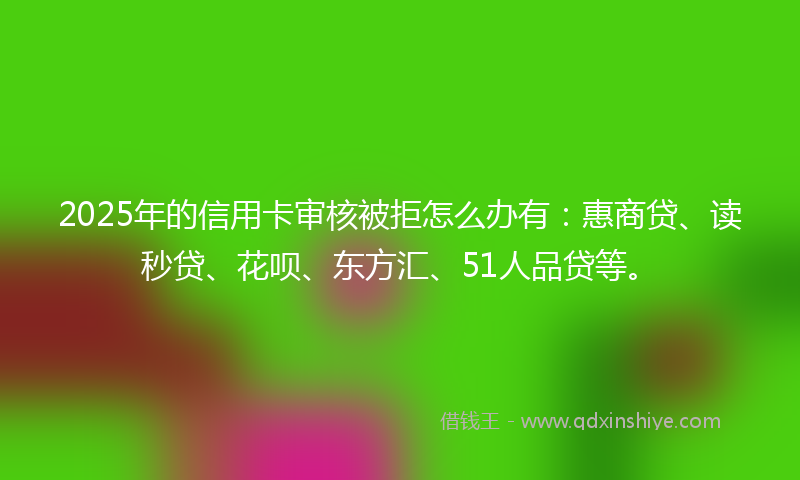 2025年的信用卡审核被拒怎么办有：惠商贷、读秒贷、花呗、东方汇、51人品贷等。