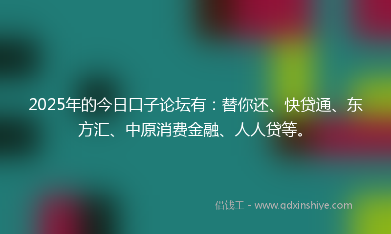 2025年的今日口子论坛有：替你还、快贷通、东方汇、中原消费金融、人人贷等。