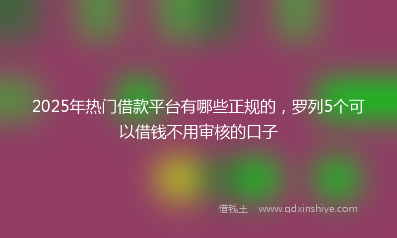 2025年热门借款平台有哪些正规的，罗列5个可以借钱不用审核的口子