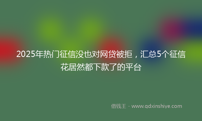 2025年热门征信没也对网贷被拒，汇总5个征信花居然都下款了的平台