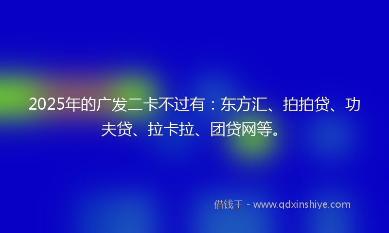 2025年的广发二卡不过有：东方汇、拍拍贷、功夫贷、拉卡拉、团贷网等。