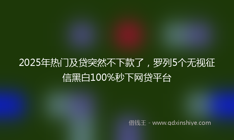 2025年热门及贷突然不下款了，罗列5个无视征信黑白100%秒下网贷平台