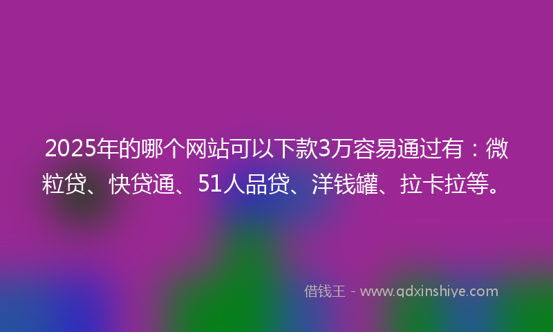 2025年的哪个网站可以下款3万容易通过有：微粒贷、快贷通、51人品贷、洋钱罐、拉卡拉等。