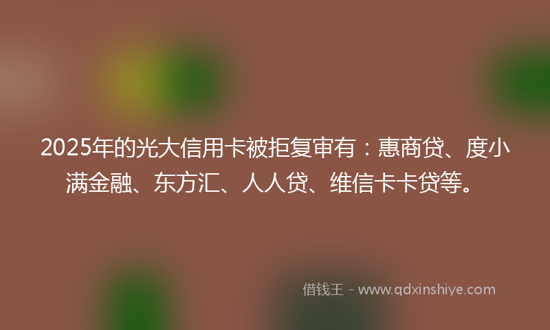 2025年的光大信用卡被拒复审有：惠商贷、度小满金融、东方汇、人人贷、维信卡卡贷等。